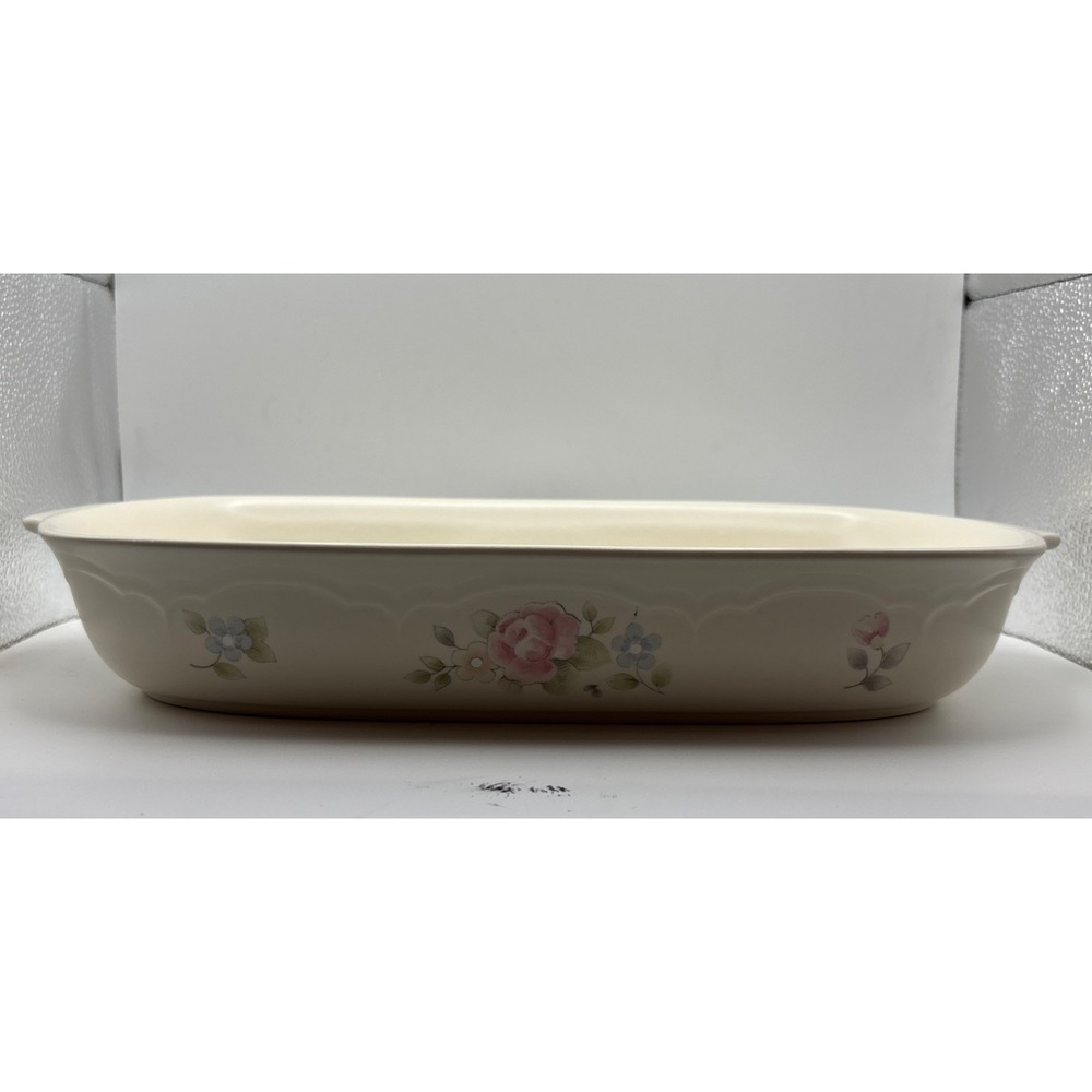 Vtg Pfaltzgraff Tea Rose Stoneware 14" Baking Casserole Serving Dish Cottagecore